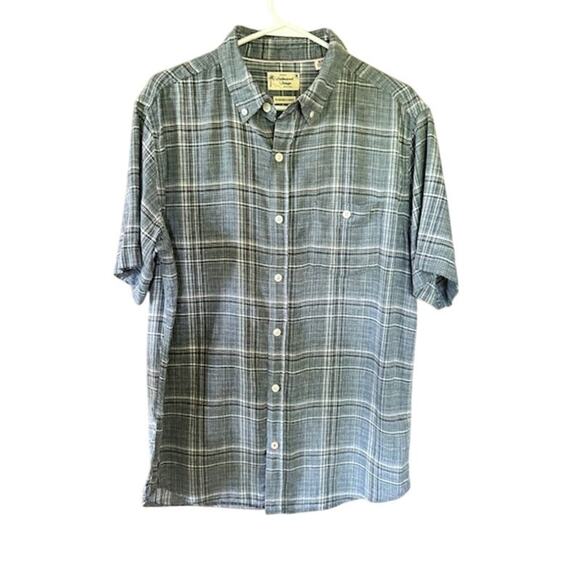 Weatherproof Vintage Men's Plaid Linen Cotton Short Sleeve Button-Down Shirt M - Picture 1 of 6